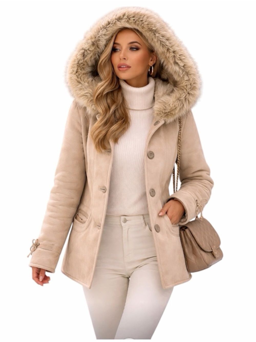MIDTOWN VINTAGE FAUX SUEDE AND FUR COAT